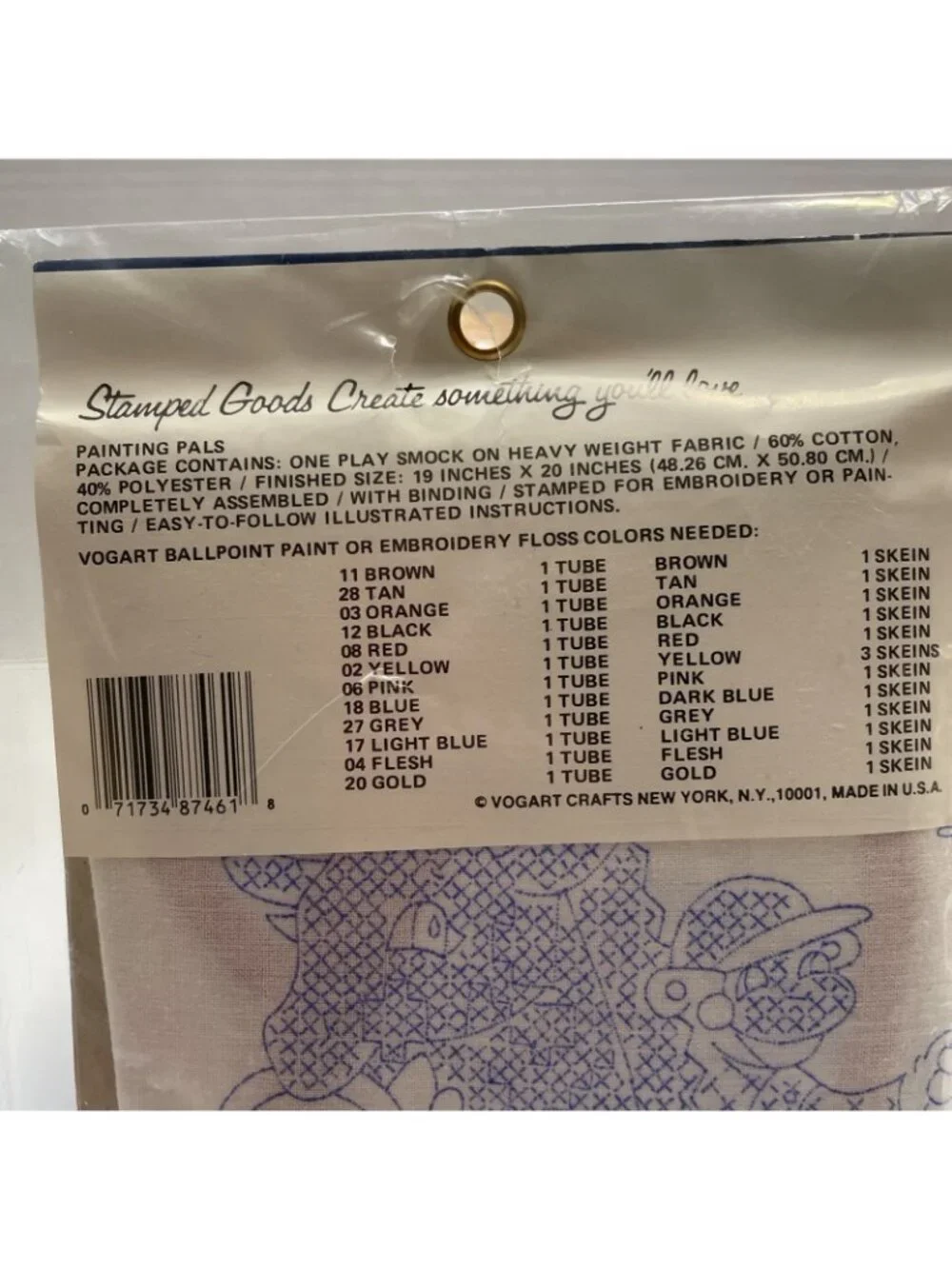 Vogart Crafts A Play Smock Stamped Cross Stitch Kit Embroidery Kit - NEW